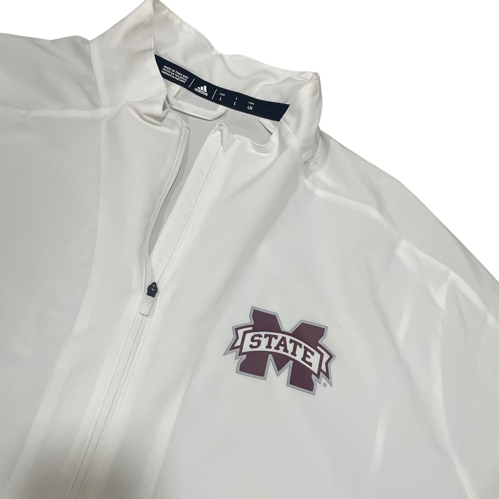 Adidas Mississippi State Bulldogs Mens Large White‎ Quarter Zip Windbreaker